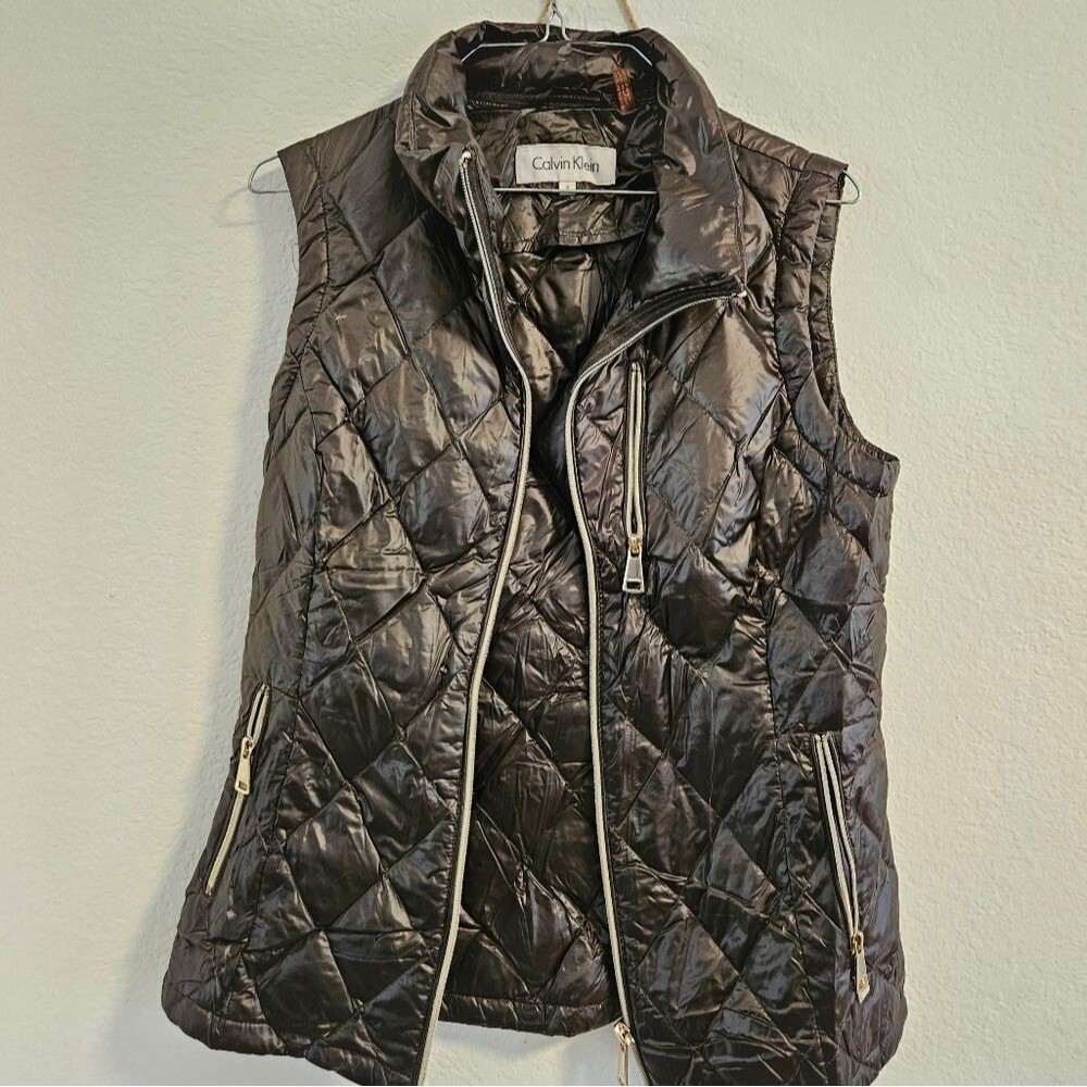 Calvin Klein Quilted Diamond Zip Up Jacket Vest, Small